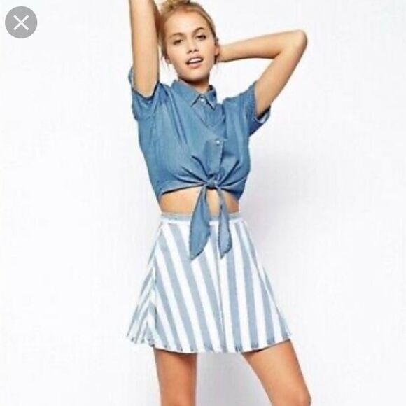 American Apparel High Waist Wide Stripe Circle Skirt Small - Picture 1 of 8